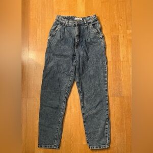 Washed Out Navy Blue Garage Mom Jeans